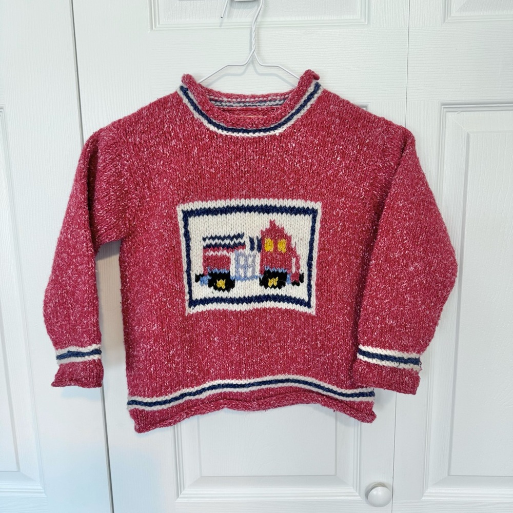Purple Mountain Wool/Cotton firetruck sweater Sz 6